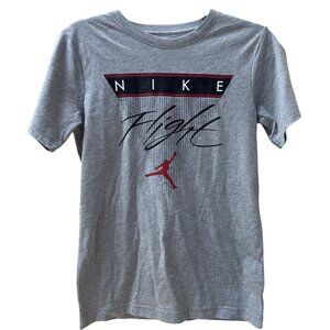 Nike Air Jordan Flight T-Shirt Youth L Gray Red Graphic Tee Crewneck